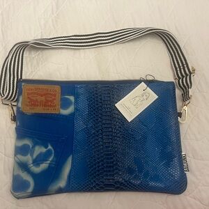 The Bagjunki Shop Blue Levi Clutch with Strap